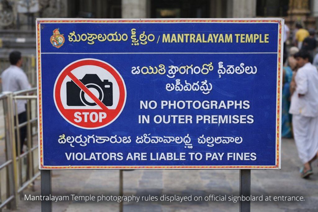 Mantralayam Temple Photography Rules